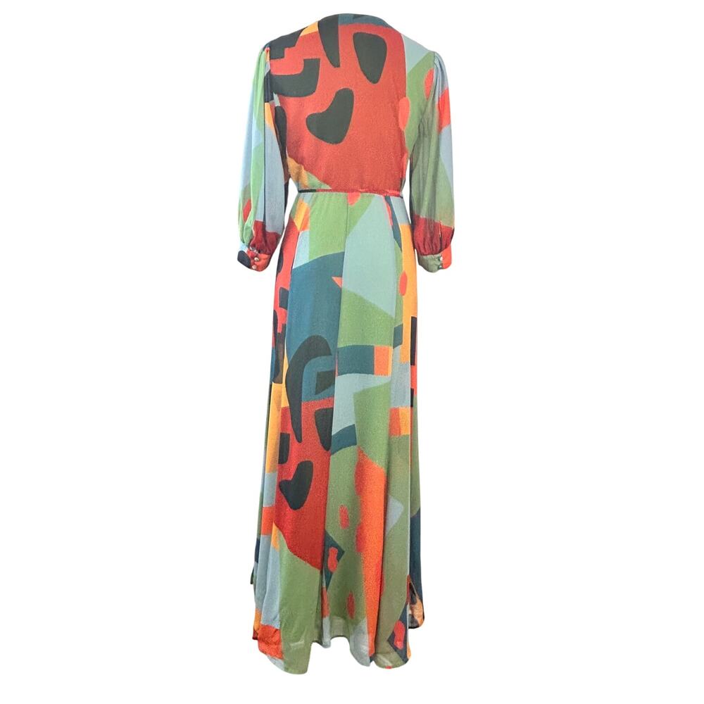 Hutch Multicolor Abstract Print Maxi Dress - Green, Blue, Orange - Picture 4 of 7